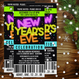 Glow in the Dark New Year's Eve Party Invitations