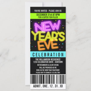 Glow in the Dark New Year's Eve Party Invitations