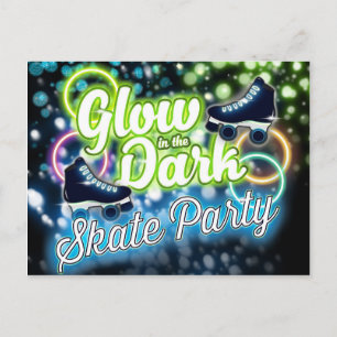 GLOW IN THE DARK SKATE PARTY Postcard Invitation