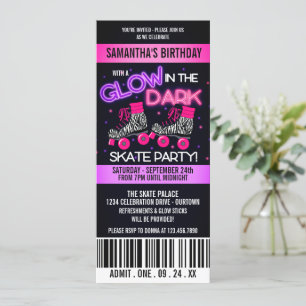 Glow in the Dark Skating Birthday Party Invitation