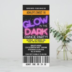 Glow in the Dark Sweet 16 Party Invitation