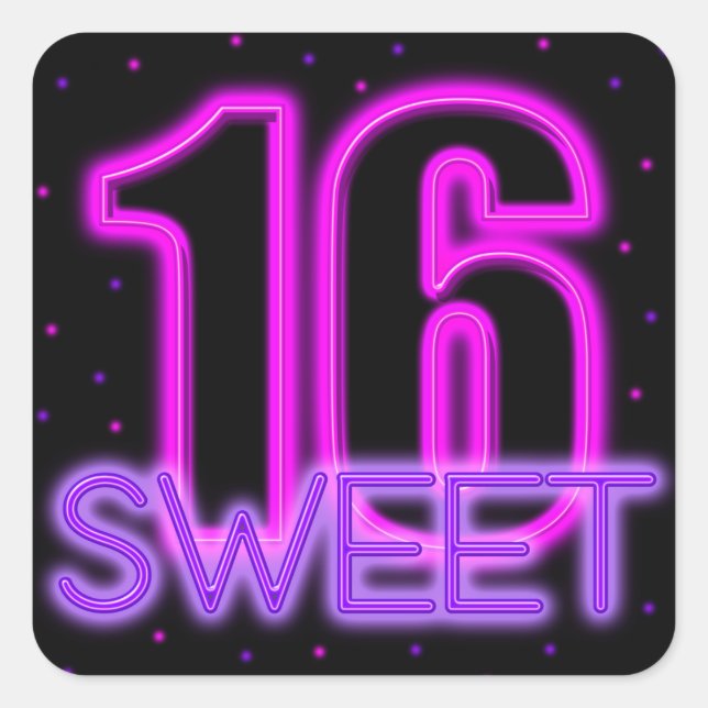 Glow in the Dark Sweet 16 Square Sticker (Front)