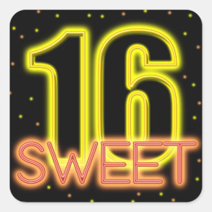 Glow in the Dark Sweet 16 Square Sticker