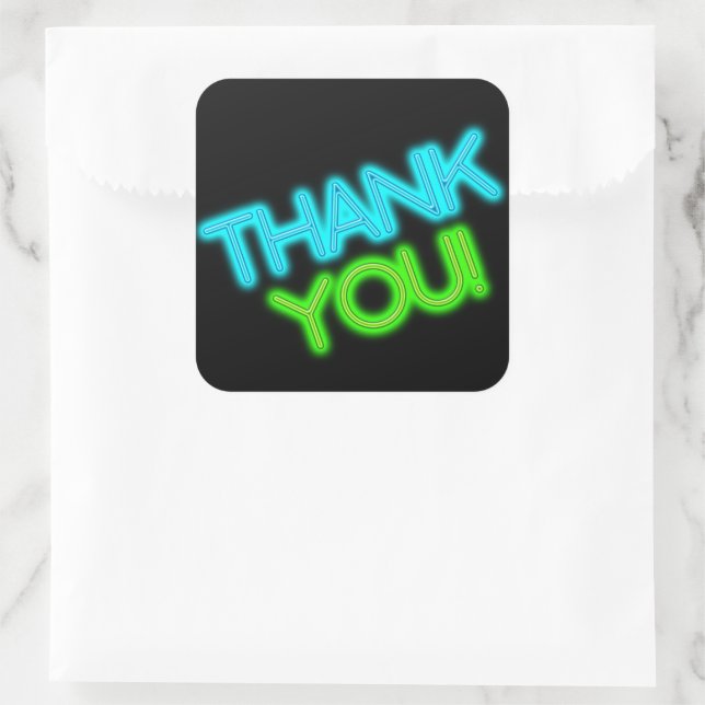 Glow in the Dark Thank You Square Sticker (Bag)