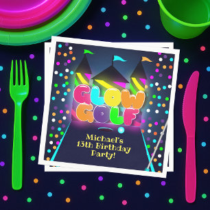 Glow Miniature Golf Birthday Party Napkin