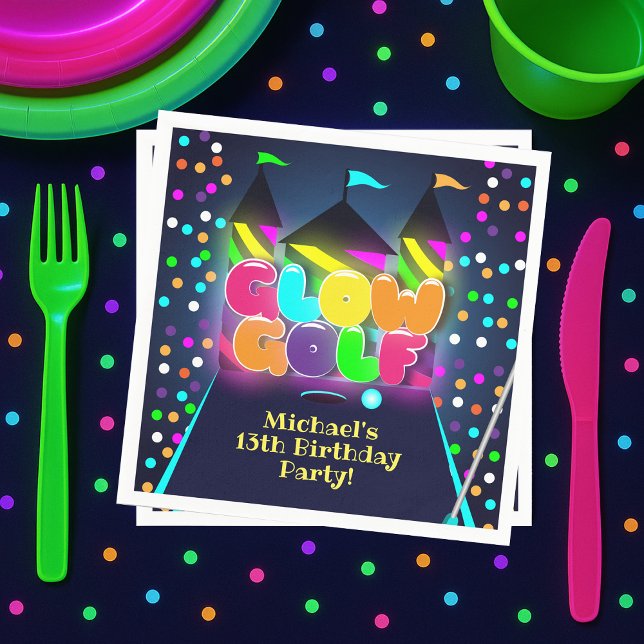Glow Miniature Golf Birthday Party Napkin (Glow Miniature Golf Birthday Party Napkins
)