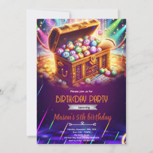 Glow neon bingo night Birthday Invitation