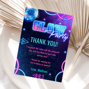 Glow Neon Lights Birthday Party Thank You Card