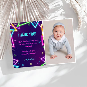 Glow Neon Lights Birthday Party Thank You Card