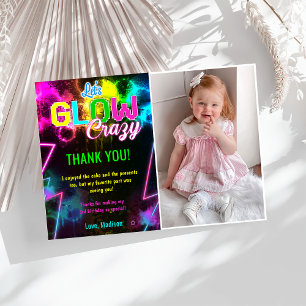 Glow Neon Lights Birthday Party Thank You Card 