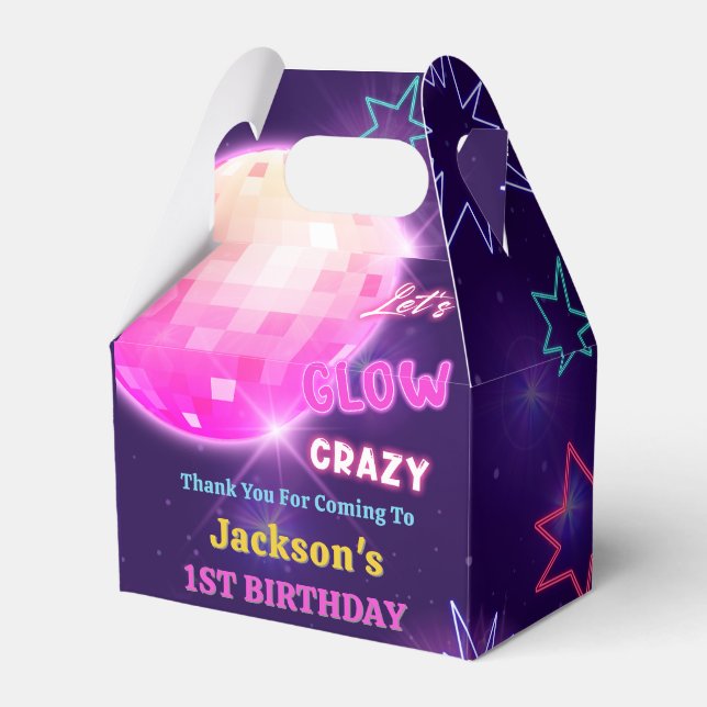 Glow Neon Lights Thank You Birthday Party Favour Box (Front Side)
