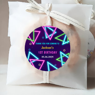 Glow Neon Lights Thank You Birthday Party Favour Tags