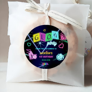 Glow Neon Lights Thank You Birthday Party Favour Tags