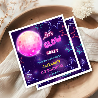 Glow Neon Lights Thank You Birthday Party Napkin