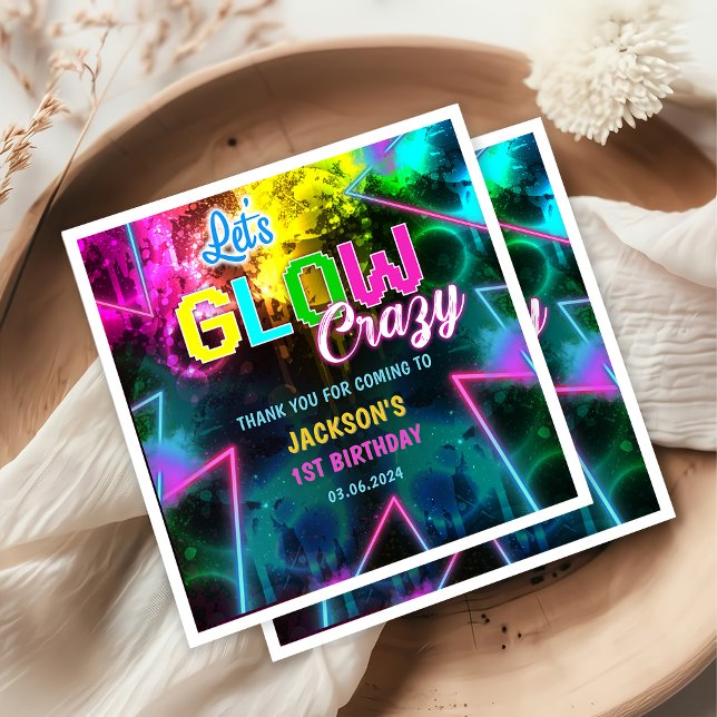 Glow Neon Lights Thank You Birthday Party Napkin (Creator Uploaded)
