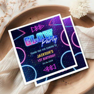 Glow Neon Lights Thank You Birthday Party Napkin