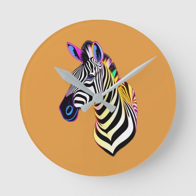 Glow Neon Zebra Round Clock (Front)