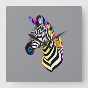 Glow Neon Zebra Square Wall Clock