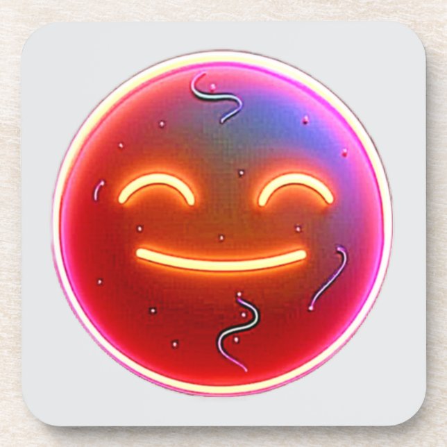 Glow of Joy: Digital Emoticon Coaster (Front)