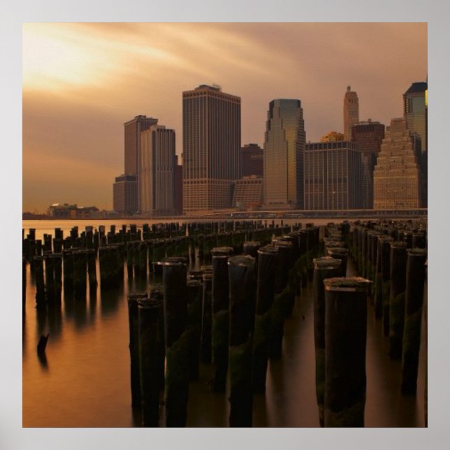 Glow of sunset during stormy skies over East Poster (Front)