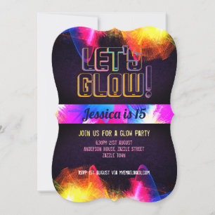 GLOW PARTY - 15th Birthday Quinceanera NEON Light Invitation