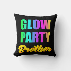 Glow Party Brother Retro 80s Birthday Gift Cushion