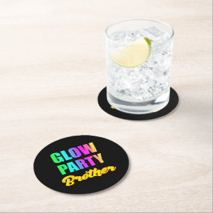 Glow Party Brother Retro 80s Birthday Gift Round Paper Coaster