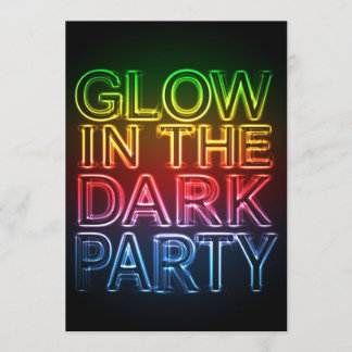 GLOW PARTY Glow in the Dark Birthday Party Invitation