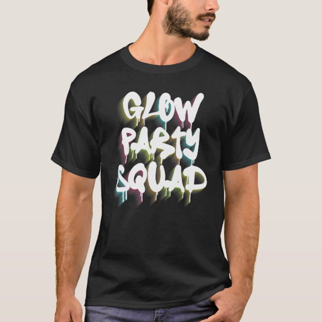 Glow Party Squad Colourful Paint Splatter Effect P T-Shirt (Front)