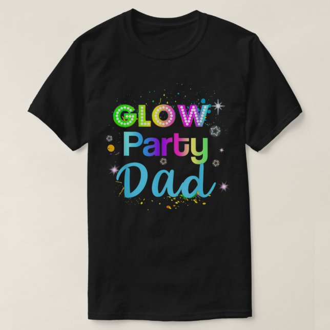Glow Party Squad Dad Paint Splatter Glow Party Mat T-Shirt (Design Front)