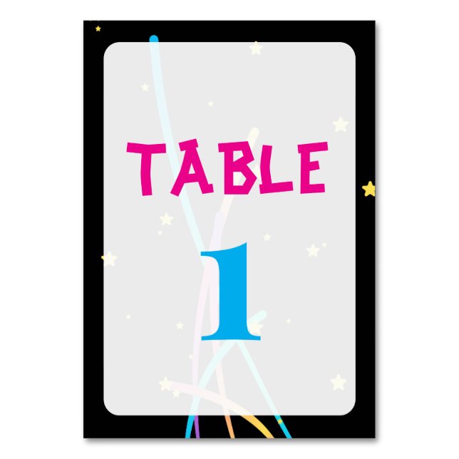 Glow Party Table Numbers – Neon & Fun  (Front)