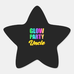 Glow Party Uncle   Retro 80s Birthday Party Group Star Sticker