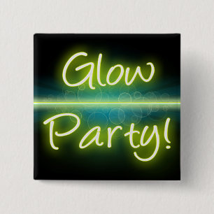 Glow Party, Yellow/Green Blacklight 15 Cm Square Badge