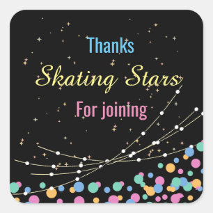 Glow & roll birhday party supply square sticker