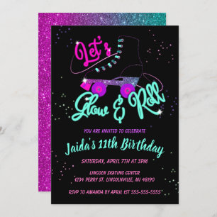 Glow Roller Skate Birthday Invitation