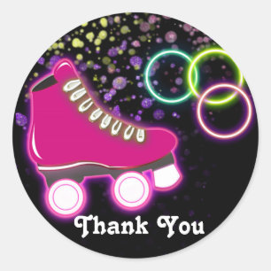 Glow Roller Skate Birthday Party Favour Sticker