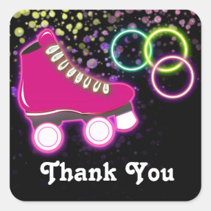 Glow Roller Skate Birthday Party Favour Sticker