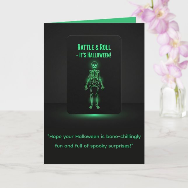 Glow Skeleton Halloween Card (Orchid)