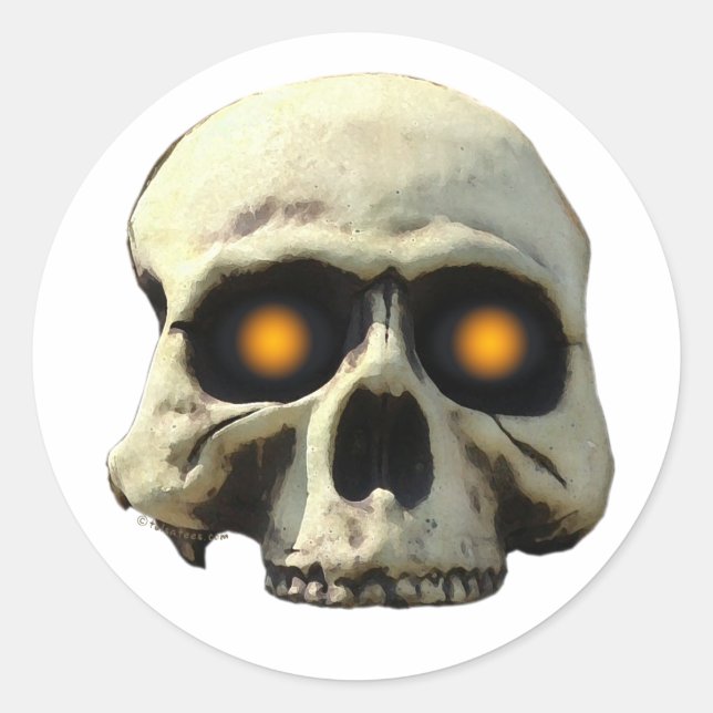 Glow Skull Classic Round Sticker (Front)