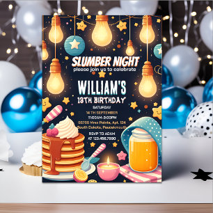 glow stars Sleepover Slumber Party 13th birthday Invitation
