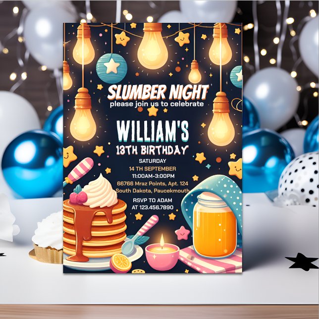 glow stars Sleepover Slumber Party 13th birthday Invitation (Creator Uploaded)