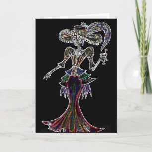 Glow Steampunk Catrina, Dia de los Muertos Card