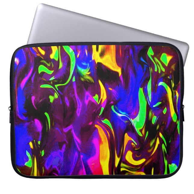 Glow Stick Rave Fire Stick Rainbow Laptop Sleeve (Front)