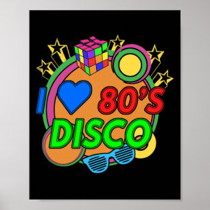 Glow Sticks 80's retro I love 80s disco glow Poster