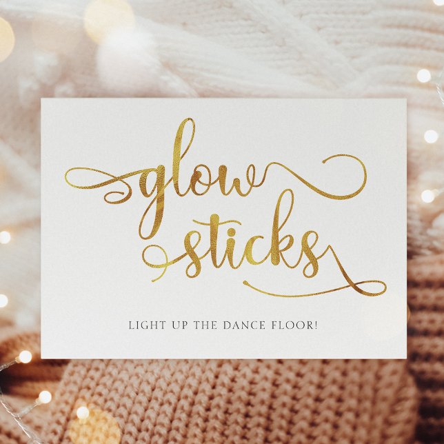"Glow sticks" gold faux foil Wedding Sign (Creator Uploaded)