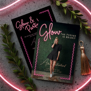 Glow The Future is Bright Fun Pink Neon Graduation