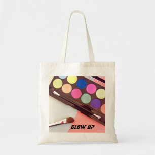 glow up, make up, eyeshadow, pink, bright, vivid,  tote bag
