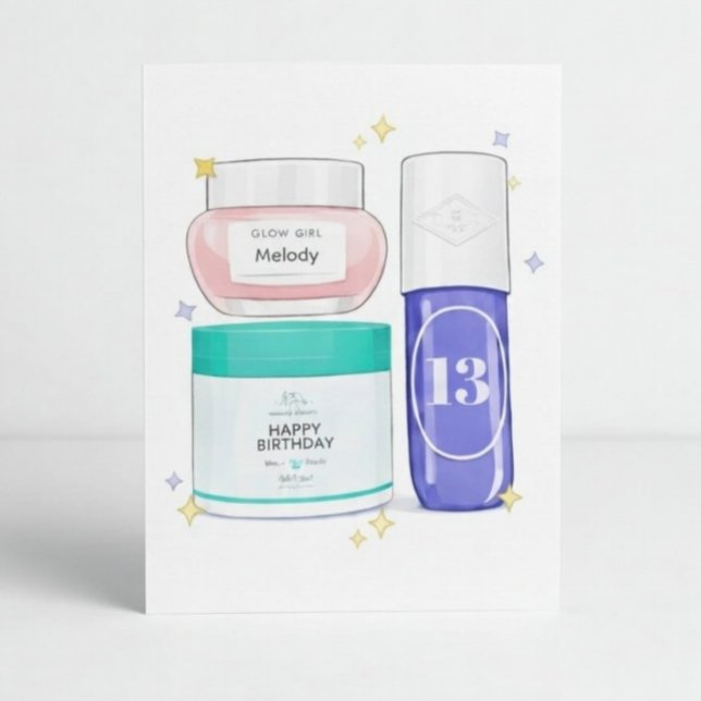 Glow Up Skincare Birthday Card (Customizable) (Creator Uploaded)