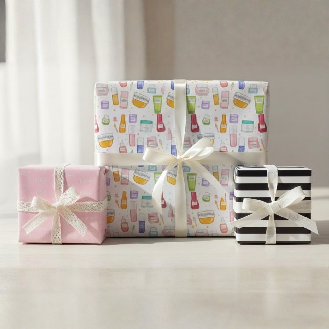 Glow Up Skincare Gift Wrap 3 Pack – Custom Name (Creator Uploaded)