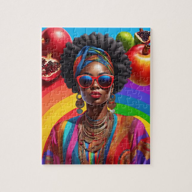 Glow Up With God African American Black Woman Jigsaw Puzzle (Vertical)